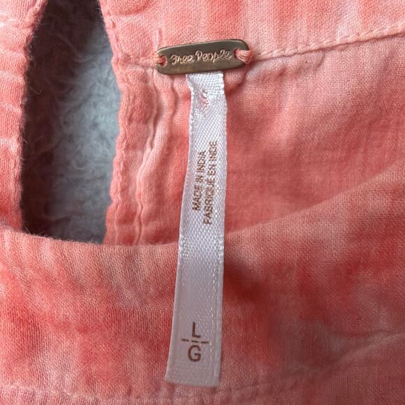 Free People Breathless Moments Tunic Garment Dyed Red Size L Boho Beachy Cottage - Picture 6 of 7